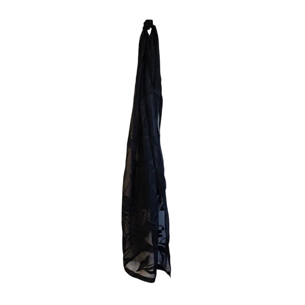 Echo NWT black semi sheer floral inlaid shawl wrap